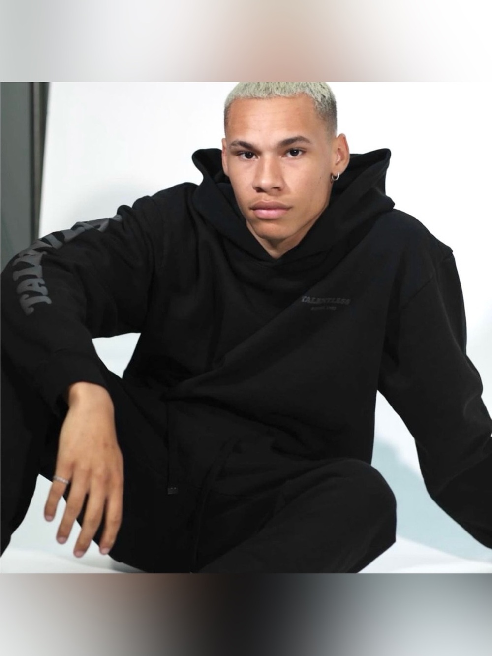 TALENTLESS Black Logo Heavy Weight Hoodie (Flaw)